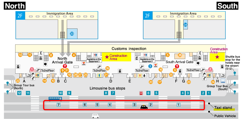 Map of Taxi stand at Kansai airport