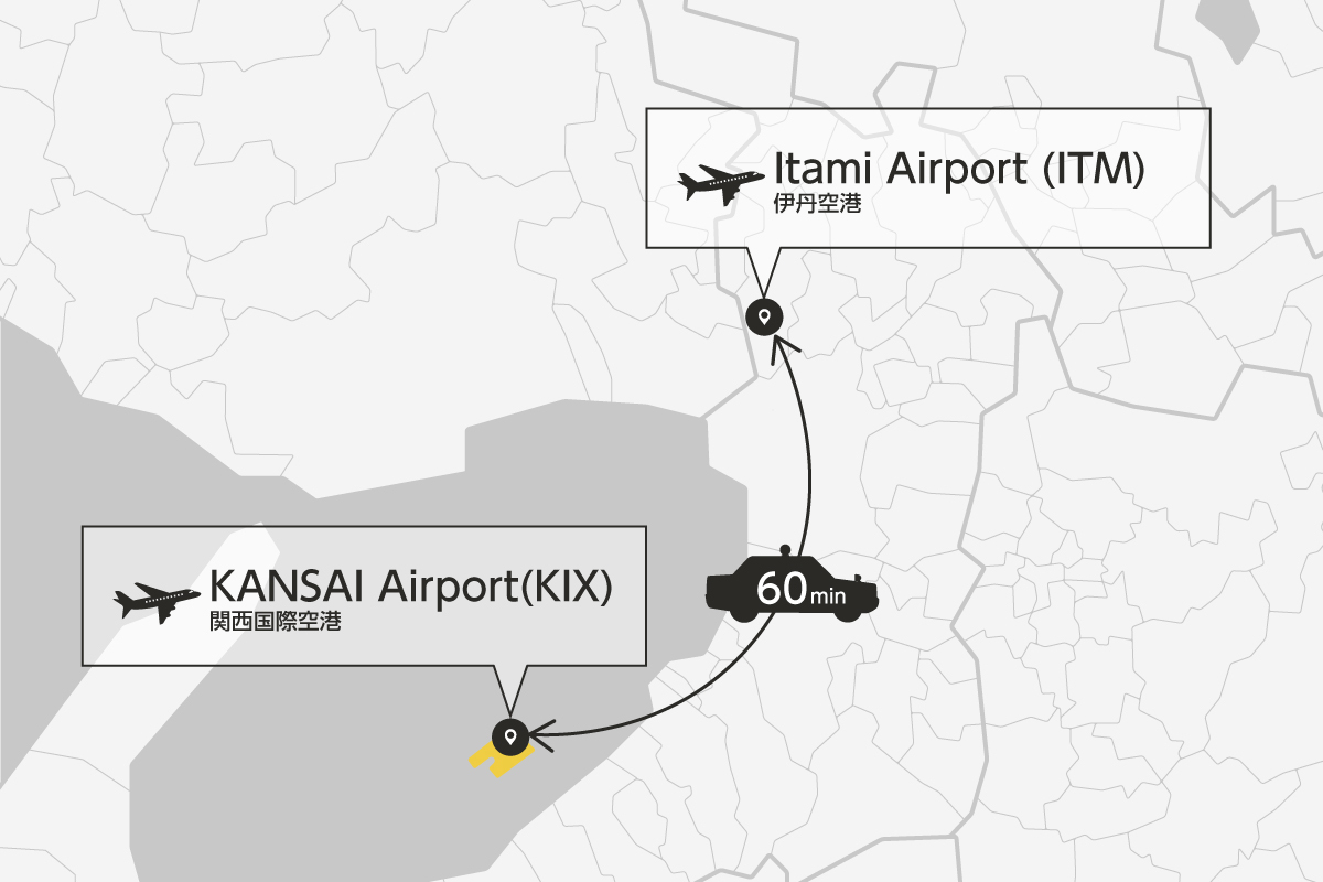 Itami Airport and Kansai Airport Private Transfer