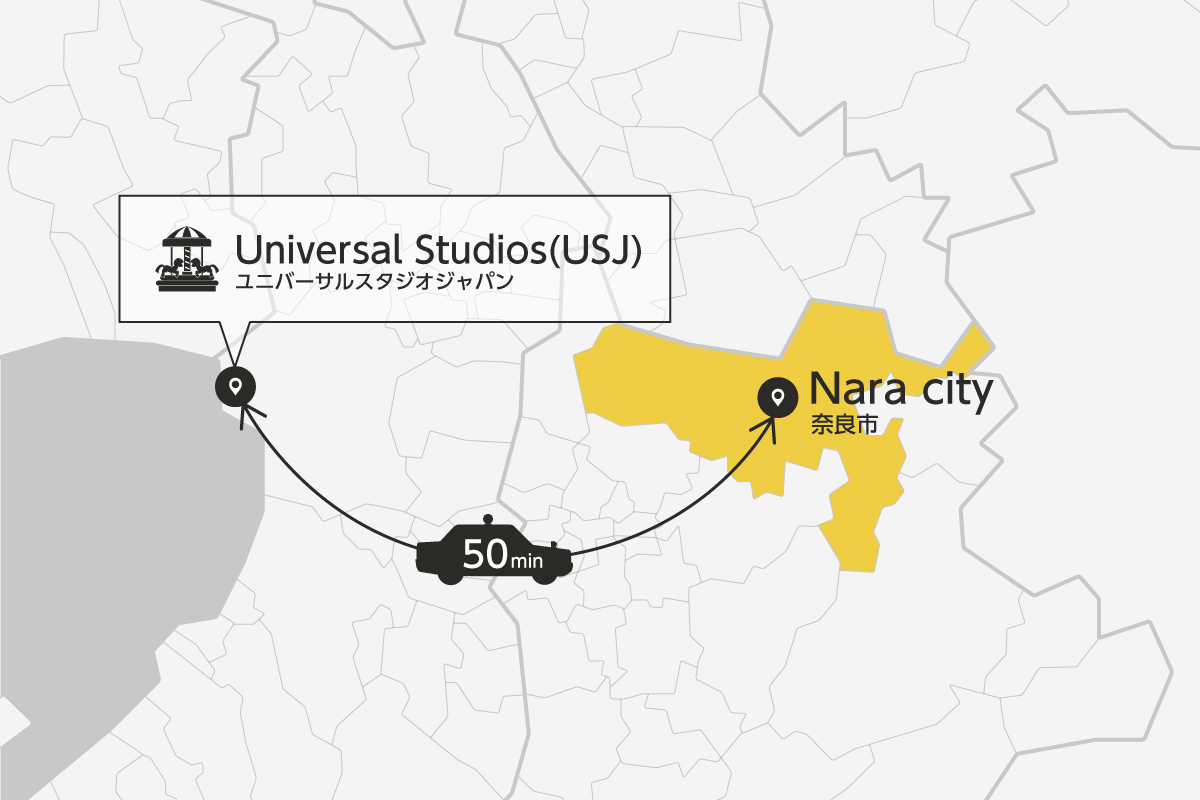 Universal Studios and Nara City Private Transfer