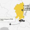 Private transfer map from Itami Airport to Kyoto City