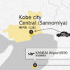 Private transfer map from KANSAI Airport to Kobe City