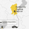 Private transfer map from KANSAI Airport to Kyoto City