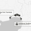 Private transfer map from/to Kobe Port Terminal and Universal Studios