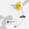 Private transfer map from/to Kyoto City and Koyasan