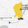 Private transfer map from Kyoto City to Itami Airport