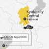 Private transfer map from Kyoto City to KANSAI Airport