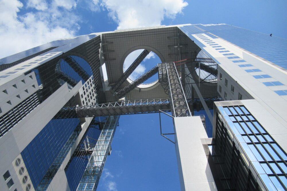 The iconic exterior of Umeda Sky Building during the day