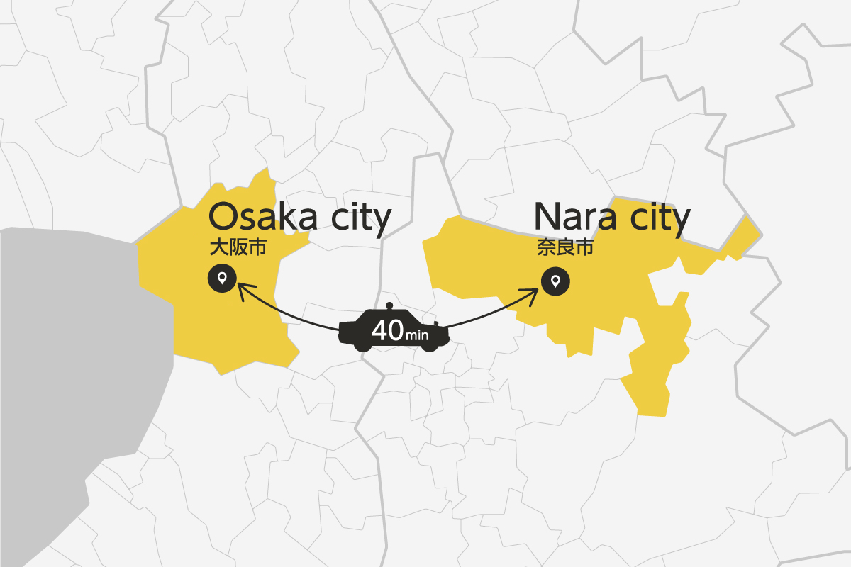 Osaka City and Nara City Private Transfer