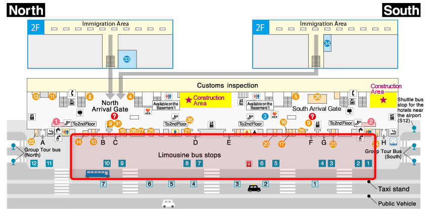 Kansai Airport limousine bus location map