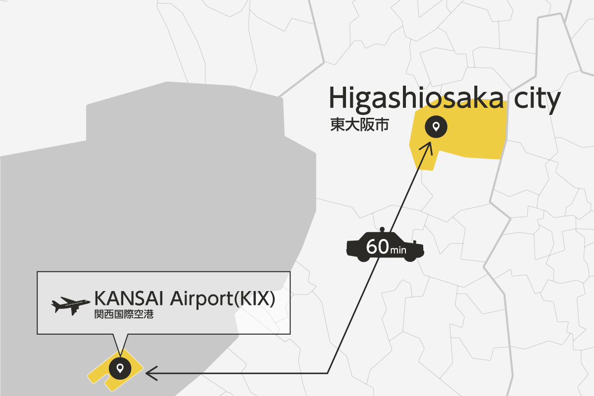 Kansai Airport and HigashiOsaka City Private Transfer