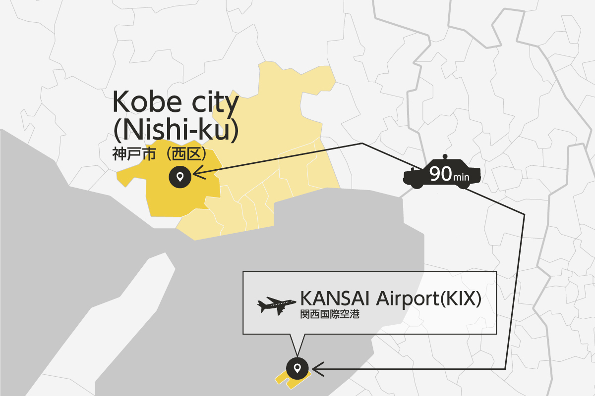 Kansai Airport and Kobe City Nishi-ku Private Transfer