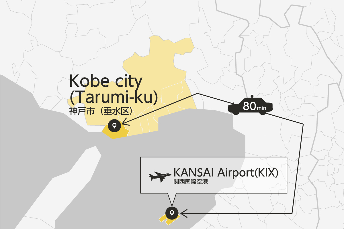 Kansai Airport and Kobe City Tarumi-ku Private Transfer