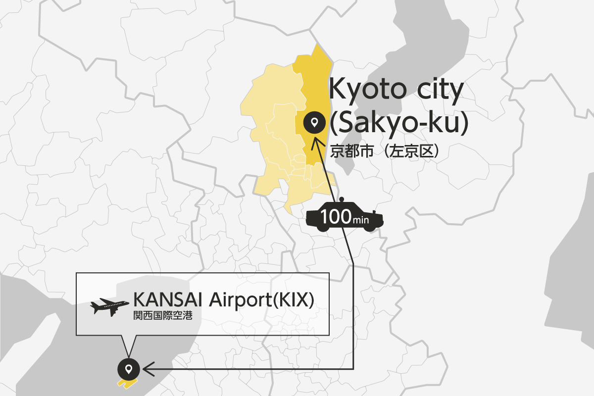 Kansai Airport and Kyoto City Sakyo-Ku Private Transfer