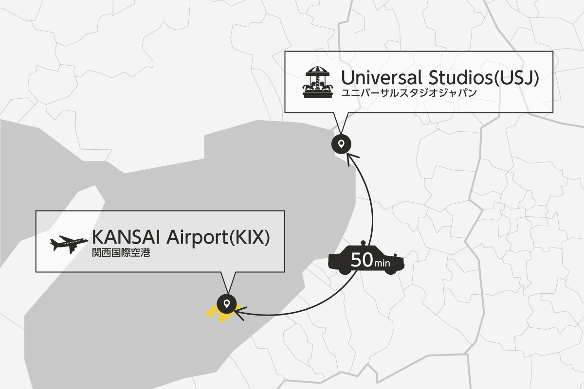 Kansai Airport and Universal Studios Private Transfer