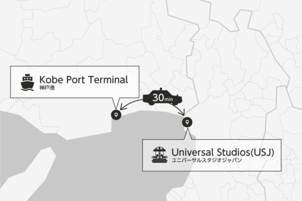 Kobe port terminal from/to Universal Studios Private Transfer