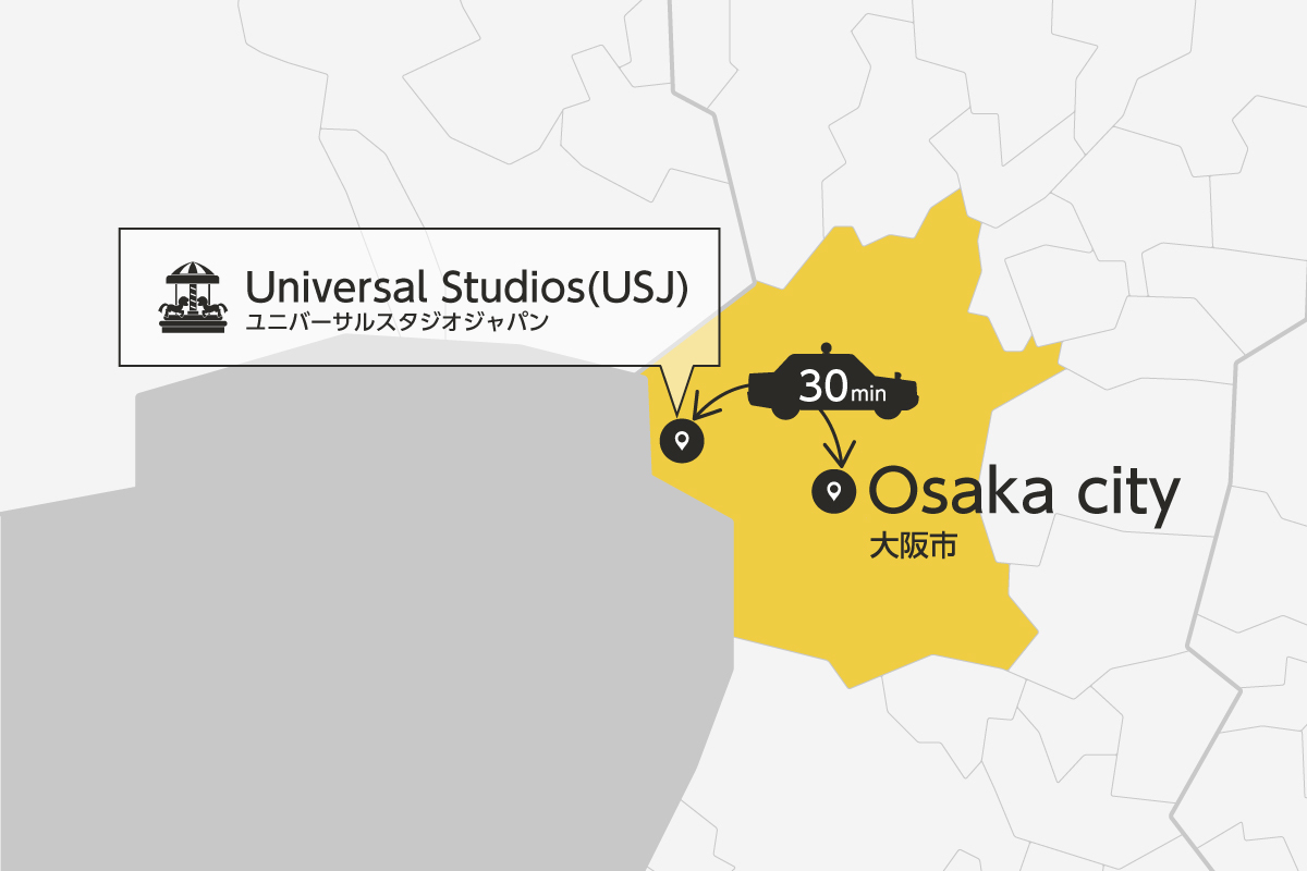 Universal Studios and Osaka City Private Transfer